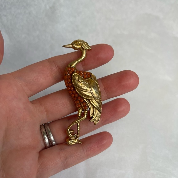 Hobe Heron Coral Brooch - Picture 1 of 6
